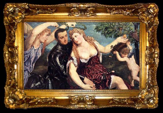 framed  Paris Bordone Allegory with Lovers, ta009-2
